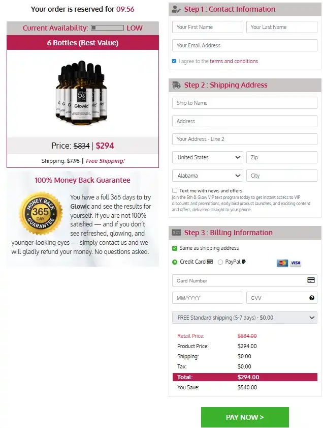 Glowic Secure Checkout Page